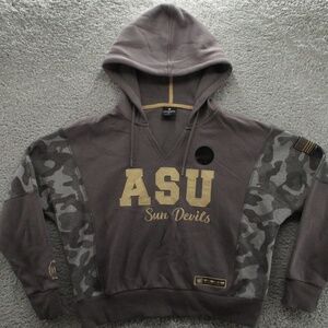 Colosseum Hoodie Arizona State University Sun Devils Womens M Gray Gold and Camo